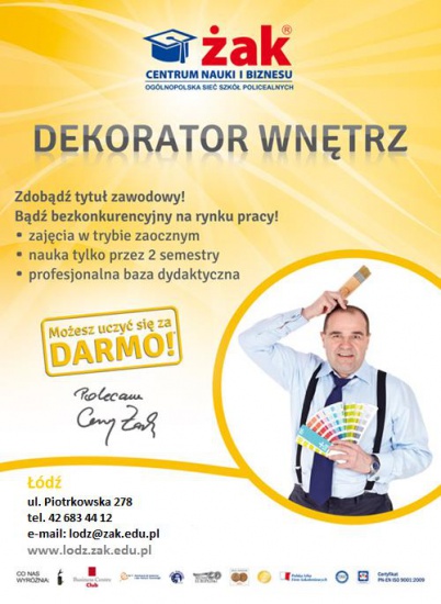 Dekorator wnętrz – w rok ŻAK ŁÓDŹ