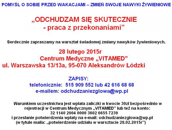 Odchudzam się skutecznie - warsztat z psychodietetyki