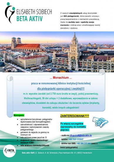 Pielęgniarka - Praca w renomowanej klinice instytucji kościelnej 