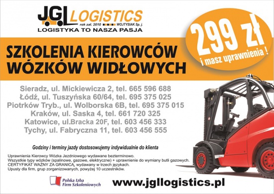 WÓZKI WIDŁOWE kurs Sieradz 299 zł